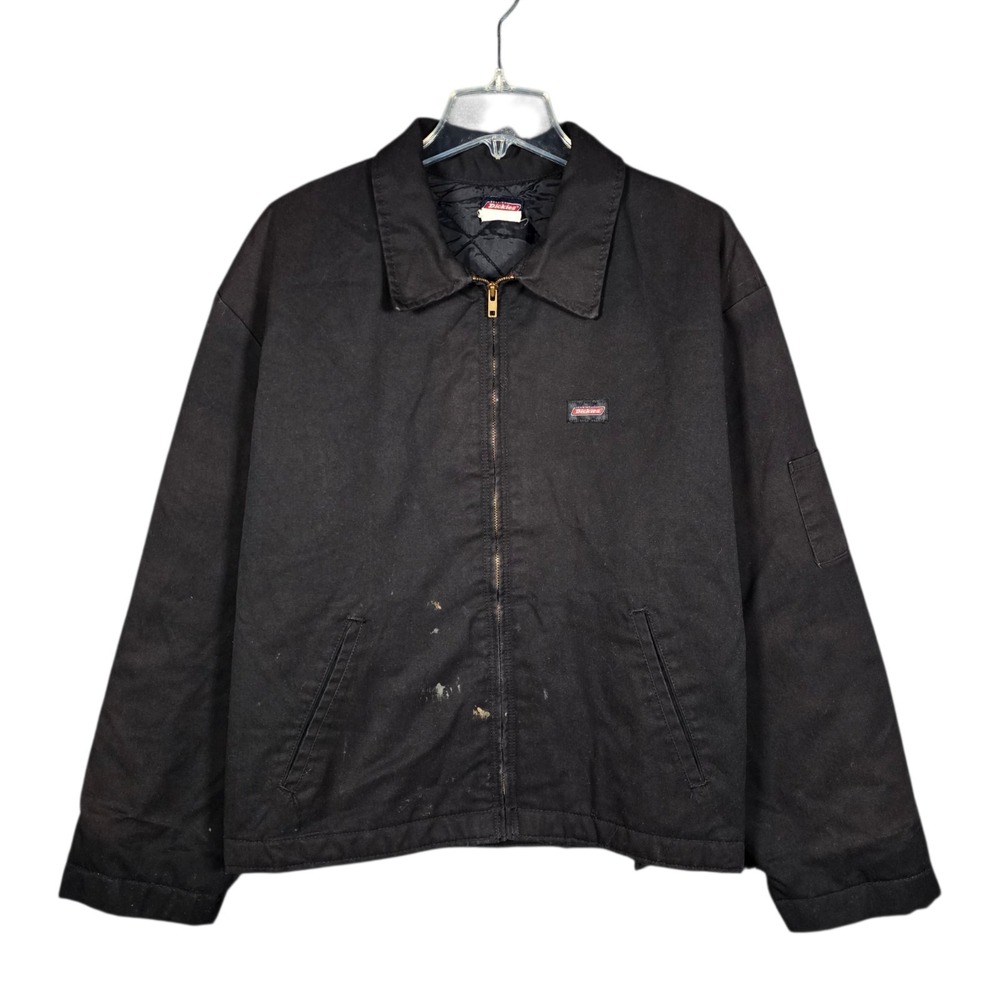 Vintage Dickies Jacket Mens XL Detroit Eisenhower Canvas Work Black Quilt Lining